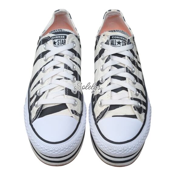 Converse CTAS Low Top Striped Platform Sunblocked Zebra Womens Sneaker 7.5 RARE - Picture 2 of 11
